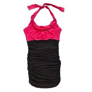 Wet Seal Halter Top Dress Size Large Color Fuchsia Top and Black Bottom